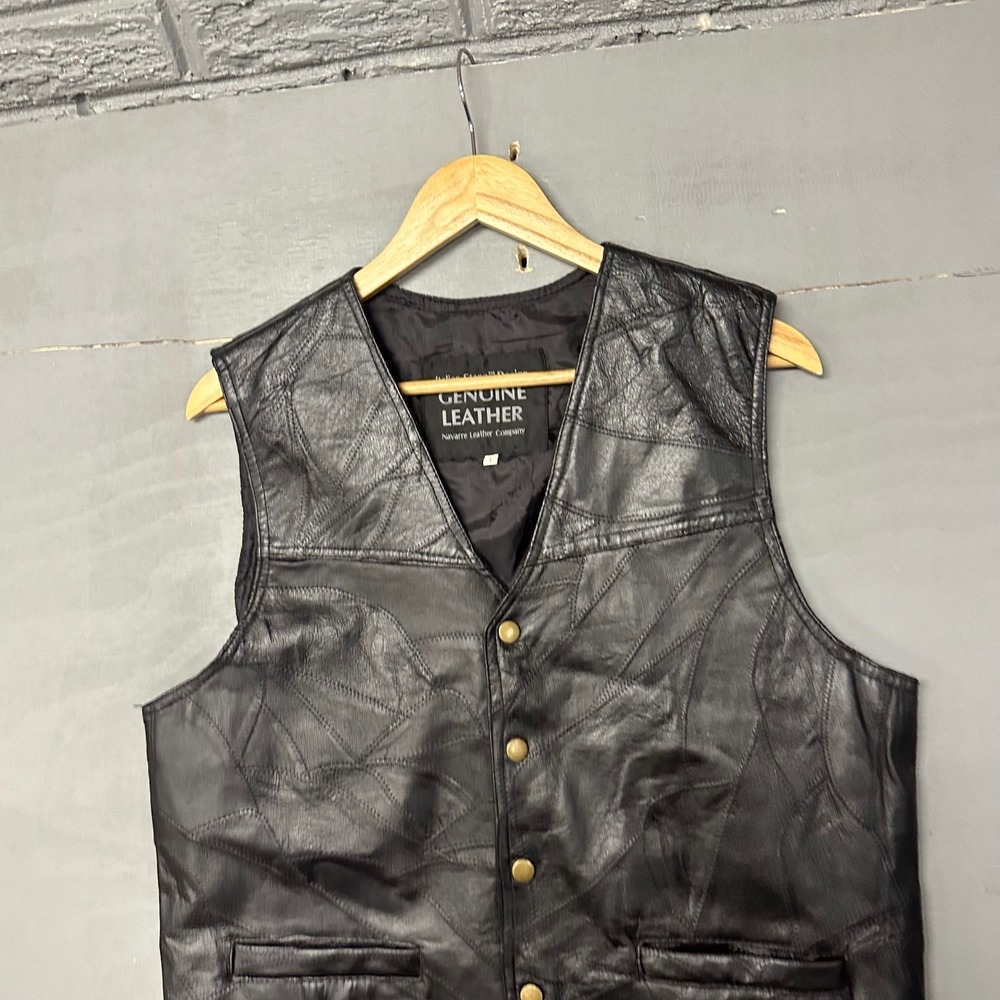 Navarre Leather Company Patchwork Genuine Leather‎ Vest Mens Size L